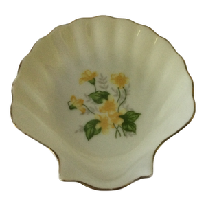 Vintage Yellow Rose Shell Design Trinket Holder, Soap Dish, Ash Tray From Japan