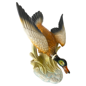 Large Ceramic Flying Duck in the Style of Delphin Massier Brown, 20th Century