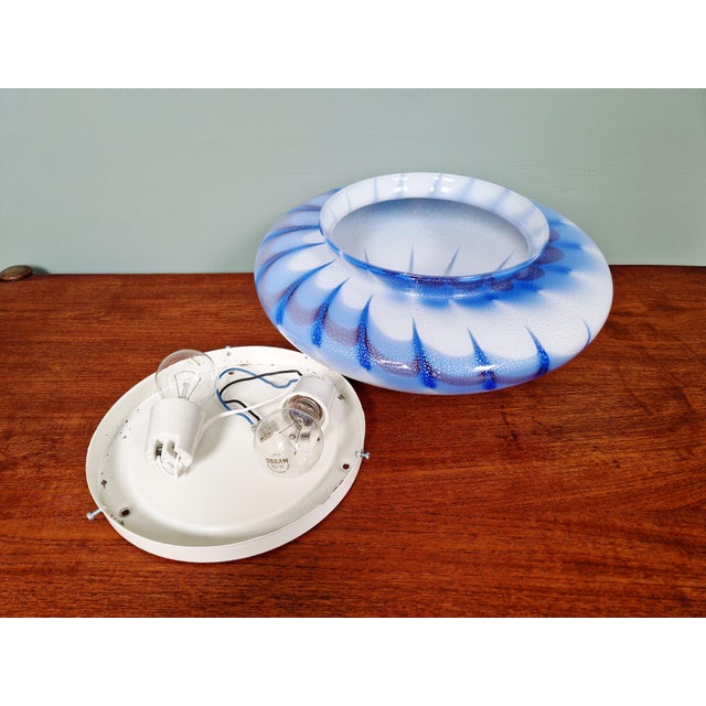 Blue and White Murano Glass Ceiling Light, Italy, 1970s For Sale - Image 15 of 16