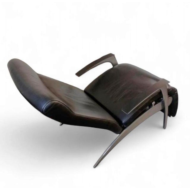 Animal Skin David Lounger in Black Leather from Interprofil For Sale - Image 7 of 9