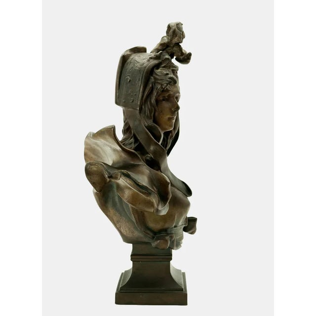 Brown Bronze Bust of a Young Woman by Anton Nelson, 1890s For Sale - Image 8 of 13