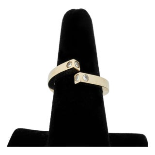 Modernist Diamond and 14k Yellow Gold Open Ring For Sale