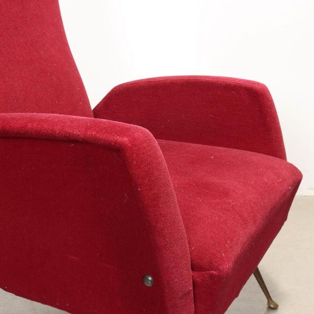 Set of Vintage Lounge Chairs in Fabric Foam and Brass, 1950s For Sale - Image 5 of 10