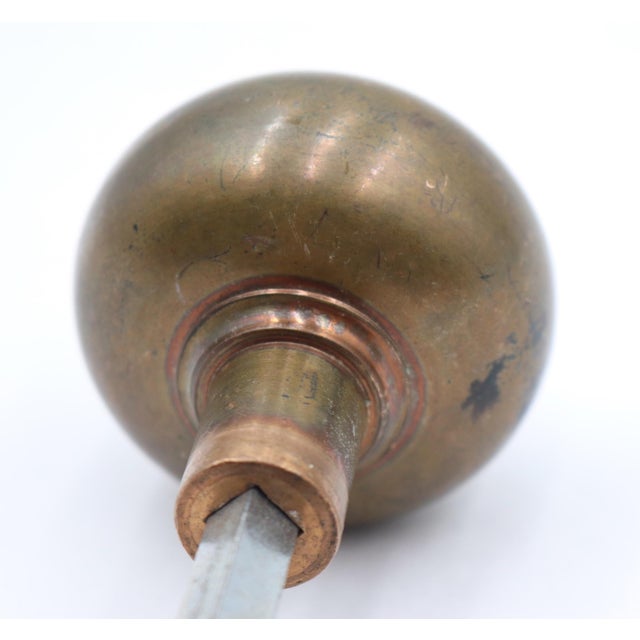 Brass Pair of Vintage 2 In. Round Brass Passage Door Knobs For Sale - Image 8 of 9