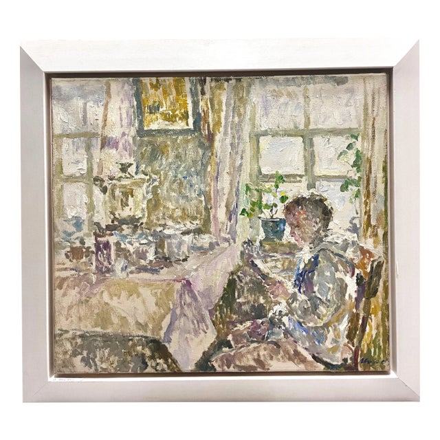 Georgij Moroz, Lettura, Oil Painting, 2001 For Sale