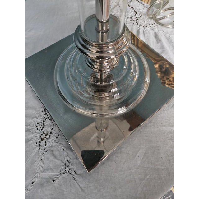 Silver Restoration Hardware Silver and Glass Floor Lamp For Sale - Image 8 of 12