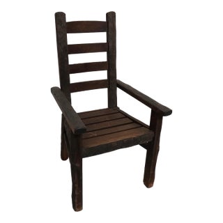 Mid 20th Century Reed Brothers Barkwood Ladder Back Chair For Sale