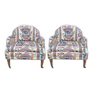 Vintage Custom Barrel Chairs ~ a Pair For Sale