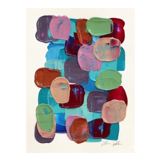 3.8 #1 - Original Impasto Colorful Textured Paint Abstract Art on Paper by Shiri Phillips For Sale
