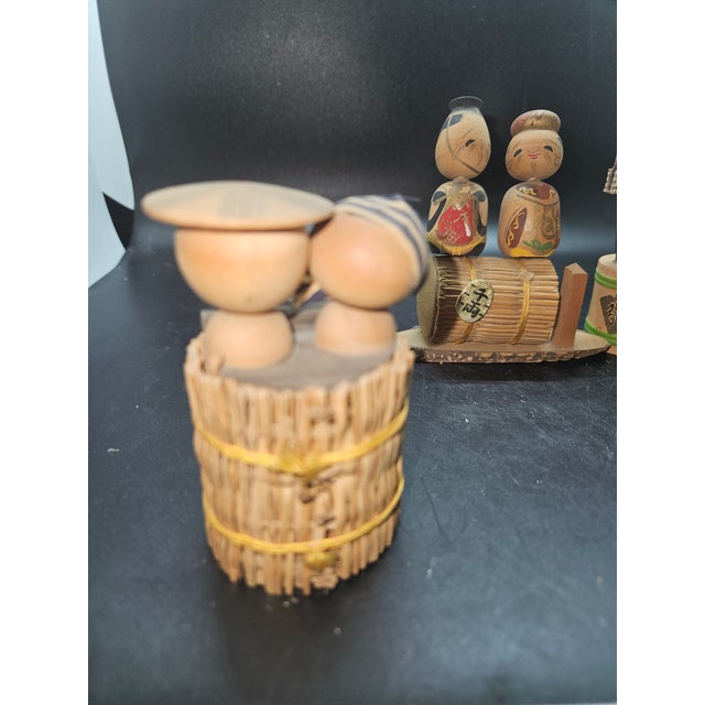 Japanese Early Vintage Kokeshi/Sakunami Doll Lot of Four, Handmade Japanese Ornamental For Sale - Image 3 of 10