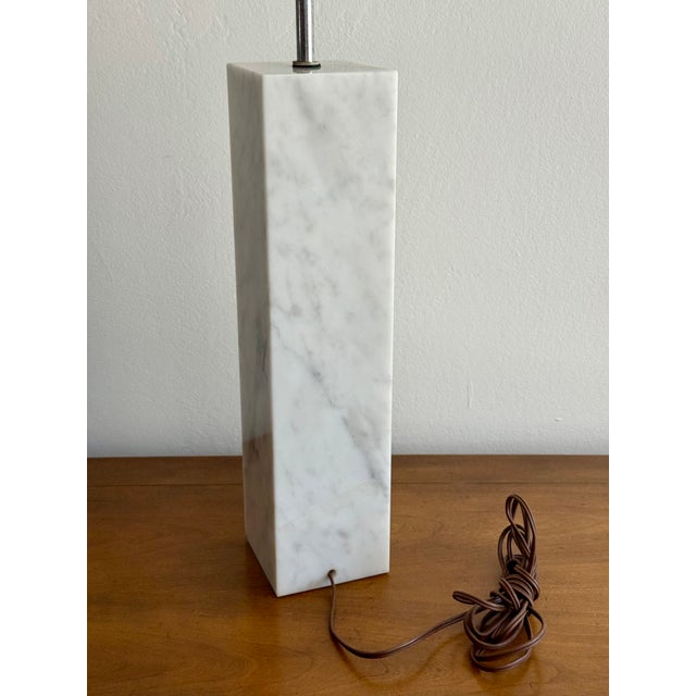 1970s Von Nessen White Marble Block Table Lamp For Sale - Image 5 of 6