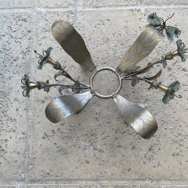 1970s French Crackled Glass Bowl Base Métal For Sale - Image 9 of 10