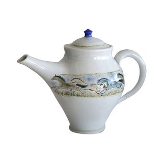 1960s Cottage Hand-Painted Teapot For Sale