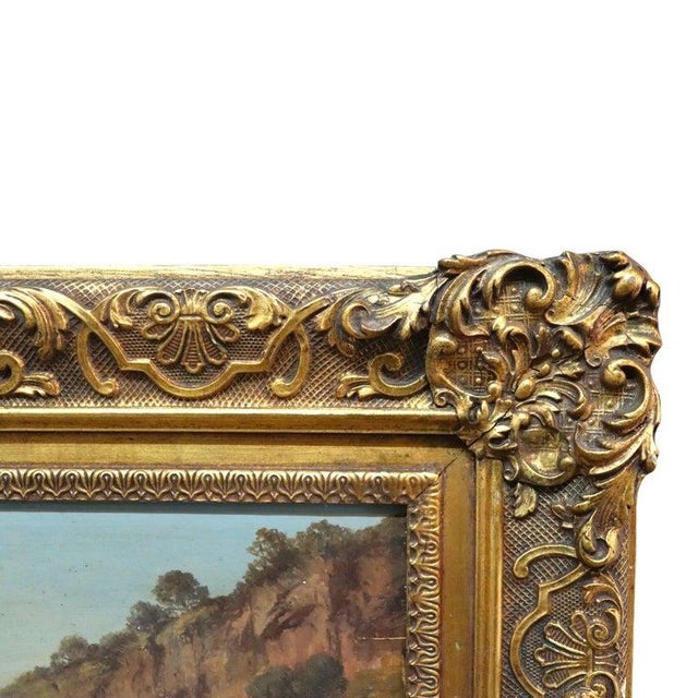 Wood Zimermann German Oil on Board Mediterranean Coastal Landscape & Cliffside 19thC For Sale - Image 7 of 13