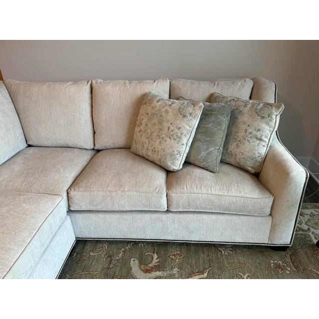 King Hickory Two-Piece Drake Corner Sectional "Crave Irish Cream" Color With Six Matching Decorative Pillows, 2021 For Sale - Image 4 of 10