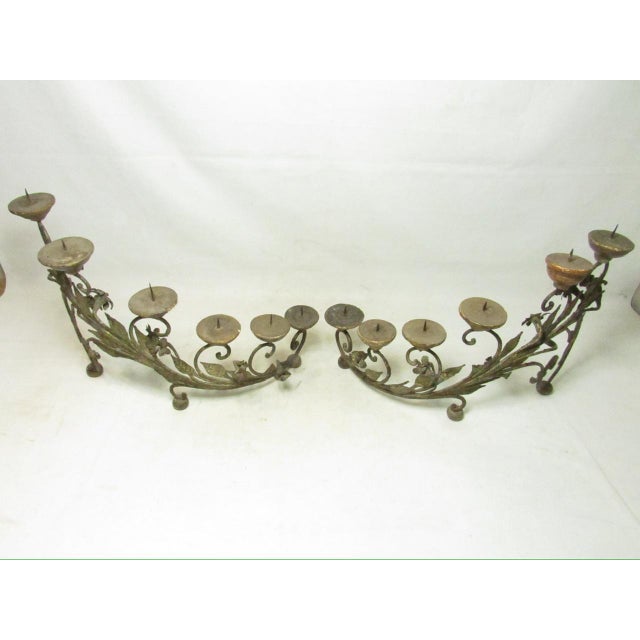 Pair of Antique Italian Wrought Iron Candelabras For Sale - Image 16 of 18