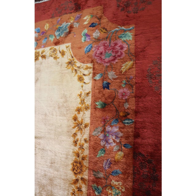 Antique Art Deco Chinese Carpet, Unusual, 8'10" X 11'6" For Sale - Image 10 of 11