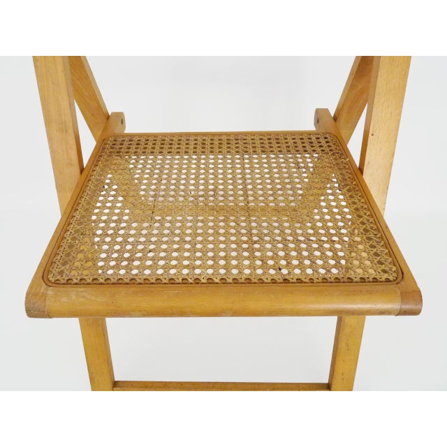 Set of Vintage Folding Chairs in Beech and Canework, 1970s For Sale - Image 6 of 11
