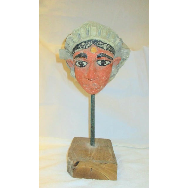 Brick Red Sandstone Figural Fragment Indian Temple Face For Sale - Image 8 of 8