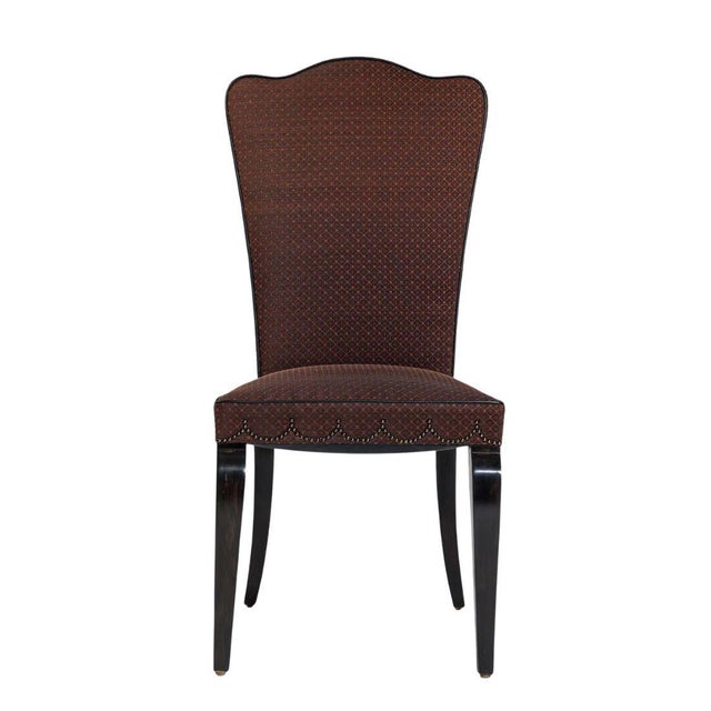 A set of twelve Art Deco style dining chairs with Hermes woven horsehair upholstery. The chairs feature tall upholstered...