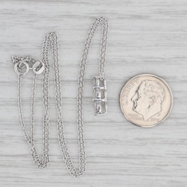 0.47ctw 3-Stone Diamond Journey Pendant Necklace 14k White Gold 18” Cable Chain For Sale - Image 4 of 6
