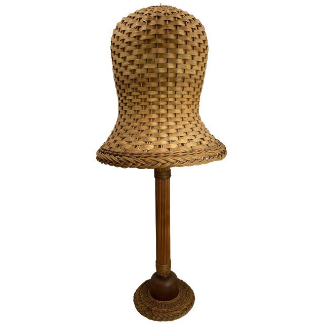 Mid-Century Scandinavian Rattan Wicker Mushroom Floor Lamp, 1960s For Sale - Image 10 of 18