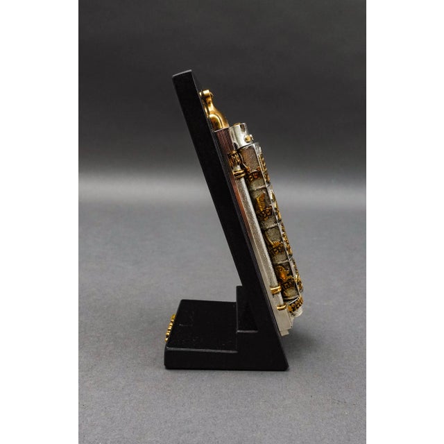 Mid 20th Century Mid 20th Century Frank Meisler Judiaca 12 Tribes Rotating Mezuzah Case Sculpture on Marble Stand For Sale - Image 5 of 9