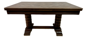 Vintage French Oak Extending Dining Table with Turned Bobbin Legs, 1930s