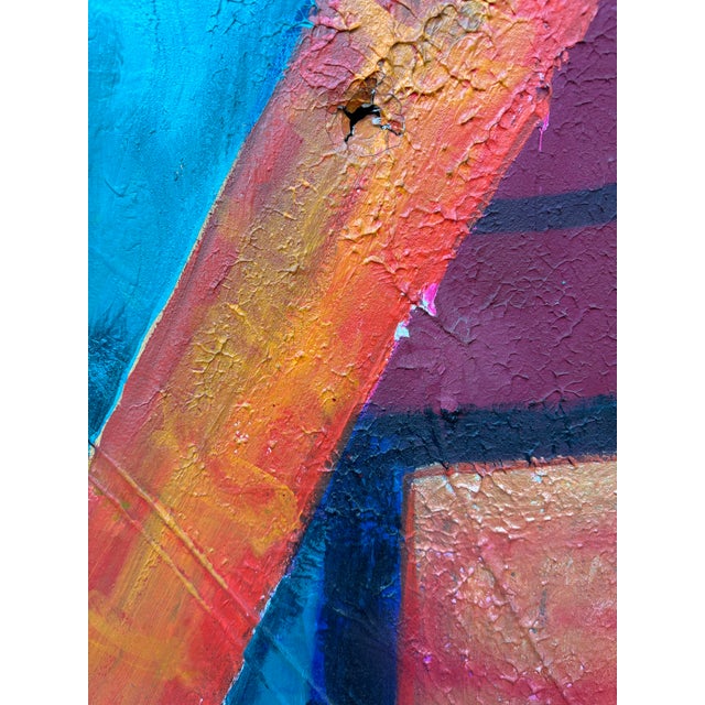 Red Large Scale Textured Vibrant Mid-Century Inspired Glassware Painting on Canvas For Sale - Image 8 of 9