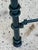 Metal Pair of Giacometti Style Wrought Iron Verdigris Finish Glass Top Side Table For Sale - Image 7 of 12