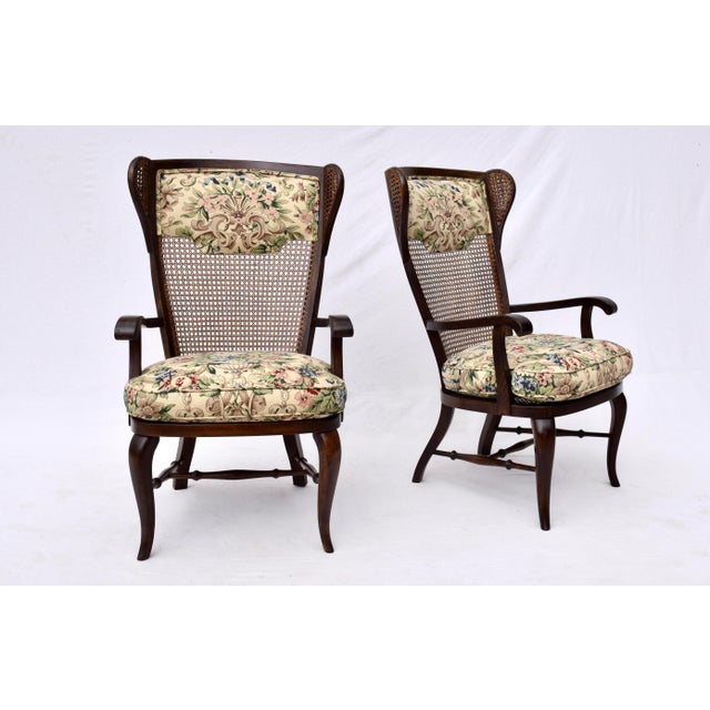 Gio Ponti Inspired Caned Wing Chairs For Sale - Image 11 of 12