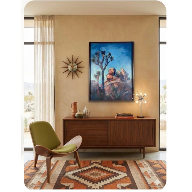 “Joshua Tree Rock” (Desert Scene) Oil on canvas Signed with monogram lower right 40” height x 30” width canvas size Simple...