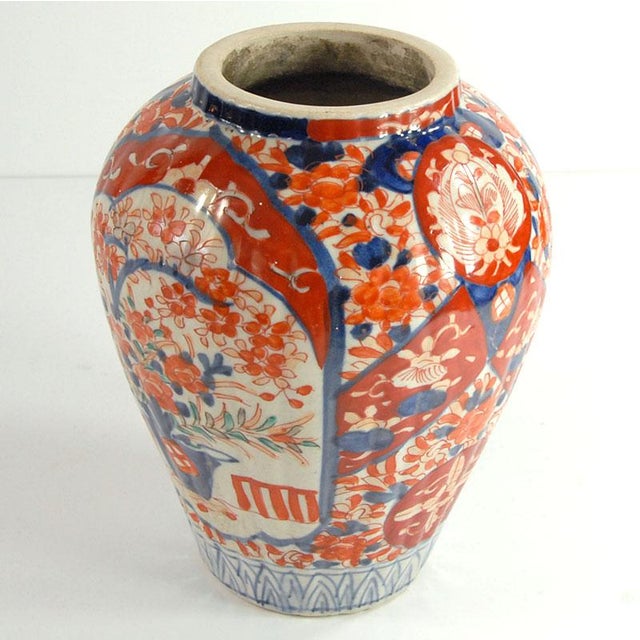 Japanese Ceramic Hand Painted Imari Vase, 1890s For Sale - Image 4 of 11