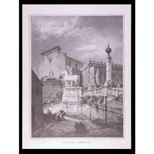 Roman Temples and Ruins is a vintage offset print artwork on paper, realized after G. Engelmann (1788-1839), in the late...