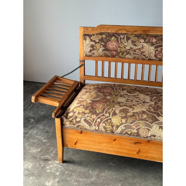 Pine Bench Fold-Out Daybed With Hidden Storage, Central Europe, 19th Century For Sale - Image 11 of 18