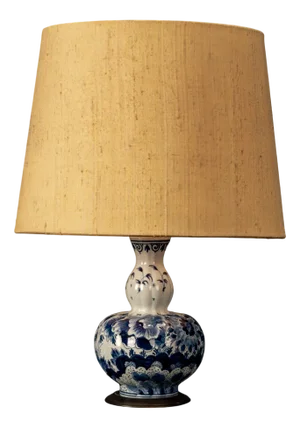 20th Century Table Lamp in Blue and White with Brass Holders from Delft Ceramic