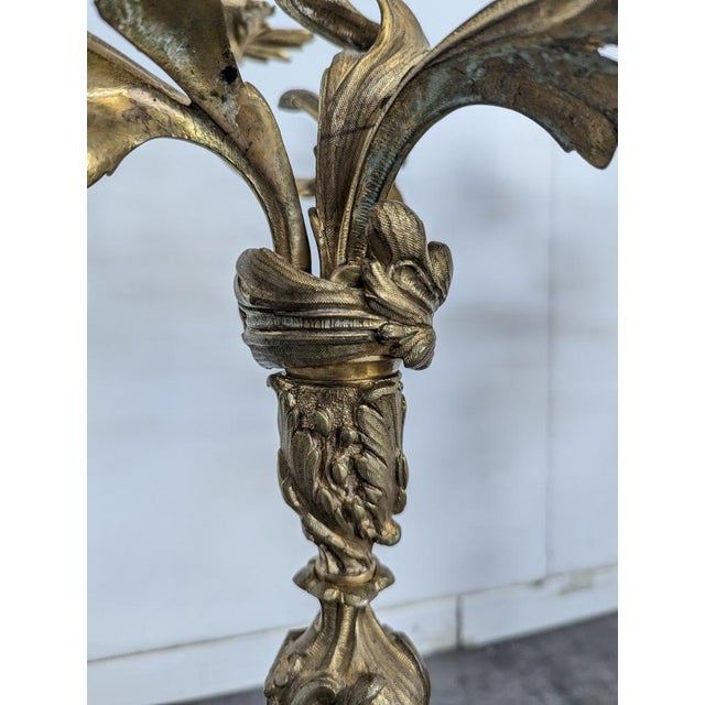 Metal Vintage Gilt Bronze Candelabras, Set of 2 For Sale - Image 7 of 11