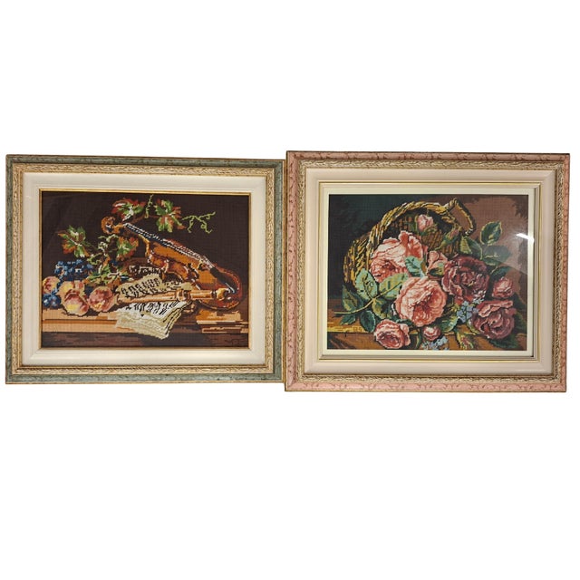 Vintage Wool Embroidery Artworks, 1980s, Set of 2 For Sale - Image 13 of 13