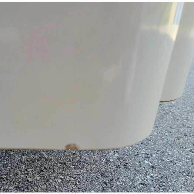 Vintage Mid Century Modern Black Cream Veneer PortHole 12 Bottle Holder Dry Bar With Light For Sale - Image 9 of 12