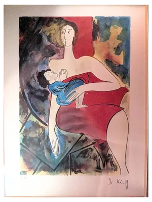 Linda Le Kinff, Maternity, Color Lithograph, 1980s, Framed