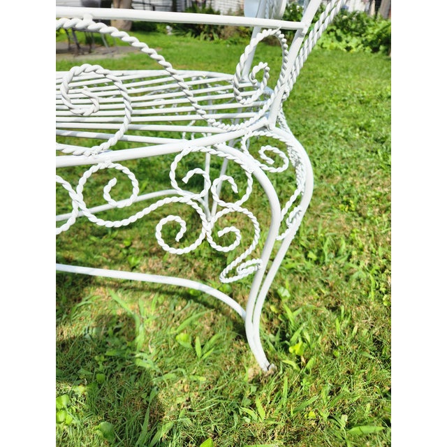 Vintage White Metal Salterini Style Peacock Settee For Sale - Image 11 of 12