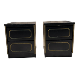 MCM Black Nightstands Styled After Dorothy Draper