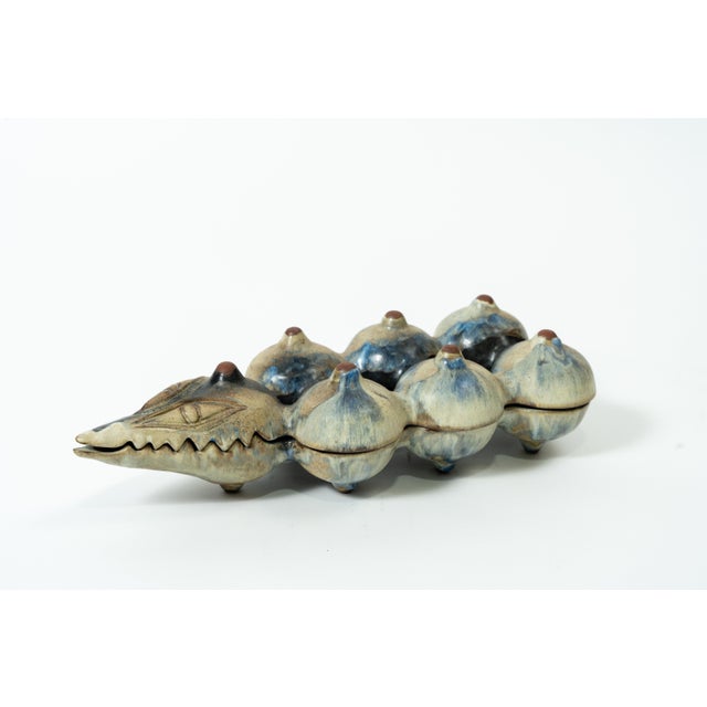 Postmodern Handmade Ceramic Bowl in the Shape of a Crocodile, 1960s For Sale - Image 4 of 4