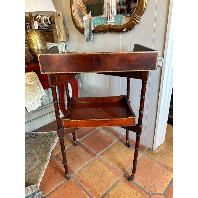 Early 20th Century Ferguson Bros. Tiered Patial Gilt Mahogany Folding Rafraichissoir Butler Tray Trolley For Sale - Image 13 of 16