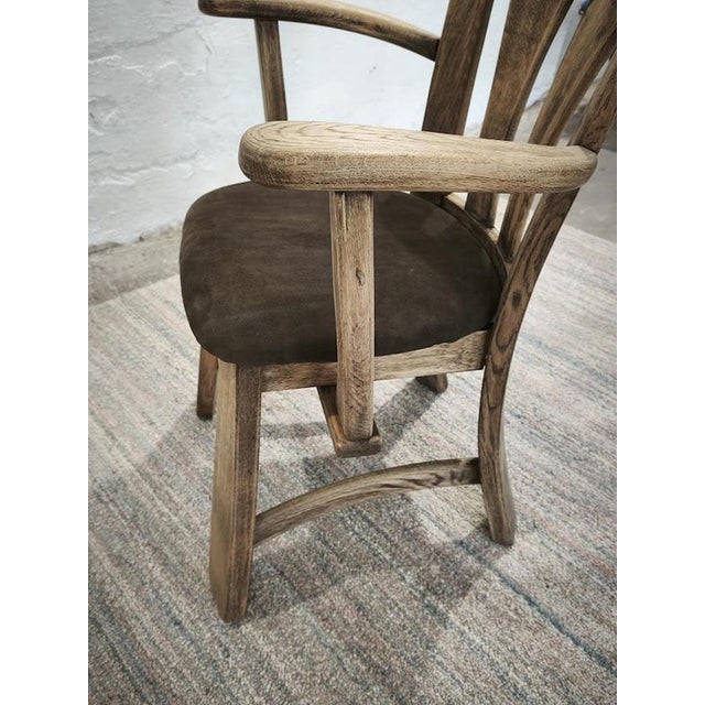Dutch Brutalist Oak Armchair with Leather Seat, 1970s For Sale - Image 10 of 16