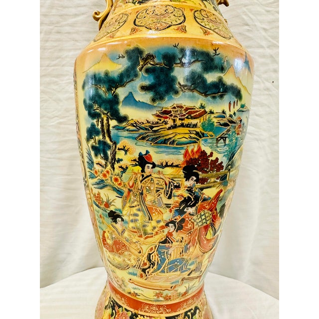 Vintage Japanese Satsuma Fluted Urn With Scroll Handles Chairish