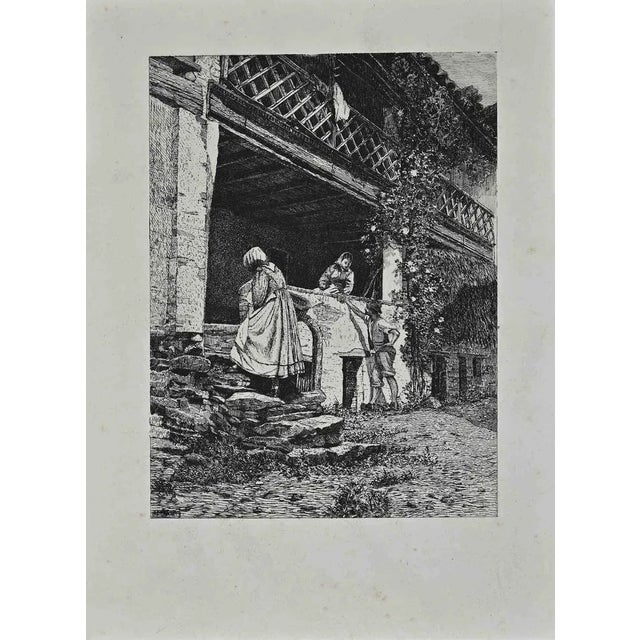 Mountain House is an etching on paper realized in 1865. Hand-signed, illegible. Good conditions with minor foxing. This...