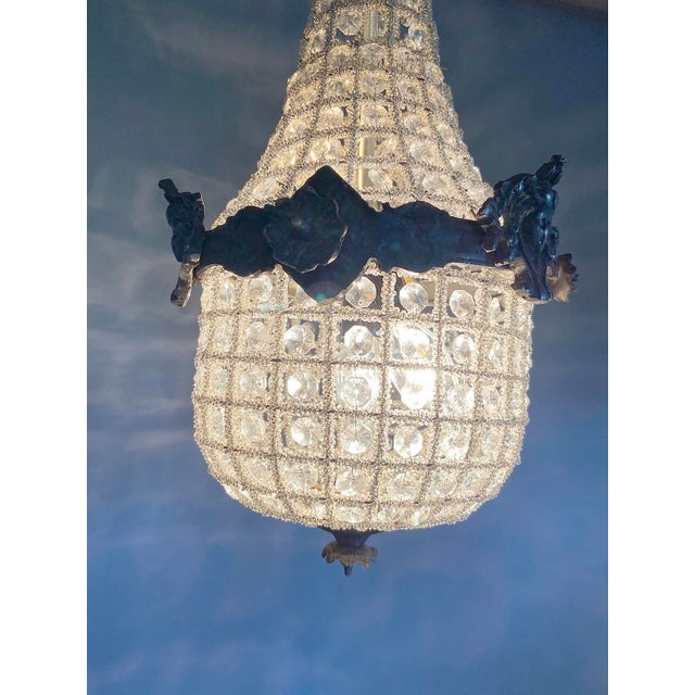 1960s French Louis XVI Charcoal Bronze Chandelier For Sale - Image 6 of 17