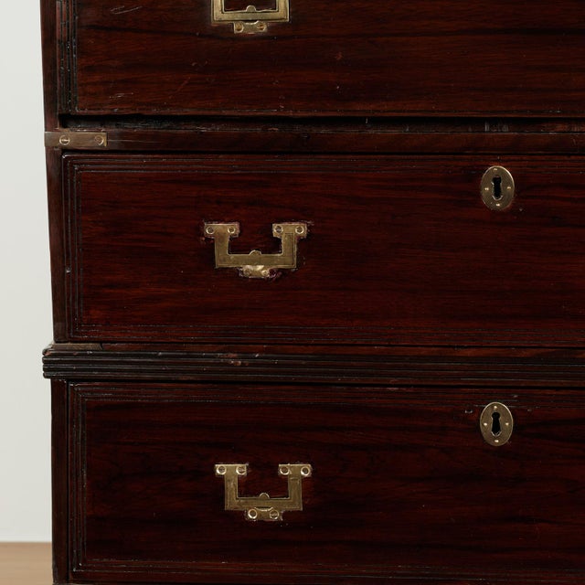 Antique English British Colonial Campaign Chest With Pullout Desk For Sale - Image 10 of 18