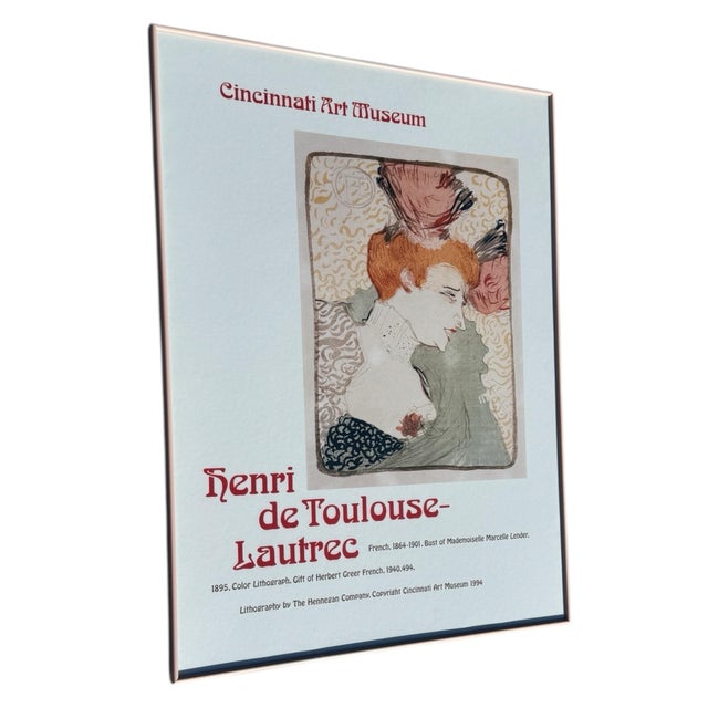 1990s Cincinnati Art Museum Framed Poster Advertising Henri De Toulouse-Lautrec (1864-1901), Bust of Mademoiselle Marcelle Lender For Sale In Phoenix - Image 6 of 9